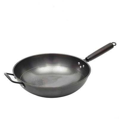Stile minimalistico Honeycomb non stick 34cm Fritura in ferro puro Wok sostenibile e durevole