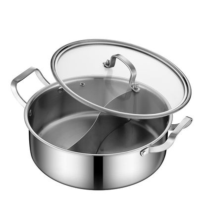 Cucina a induzione in acciaio inossidabile cinese a 2 compartimenti 26 cm Pottine a scaldamento con coperchio