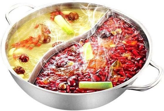 Cucina a induzione in acciaio inossidabile cinese a 2 compartimenti 26 cm Pottine a scaldamento con coperchio