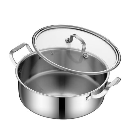 Cucina a induzione in acciaio inossidabile cinese a 2 compartimenti 26 cm Pottine a scaldamento con coperchio
