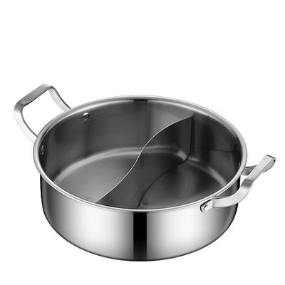 Cucina a induzione in acciaio inossidabile cinese a 2 compartimenti 26 cm Pottine a scaldamento con coperchio