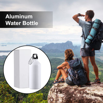 Aluminio Bicicletta Bottiglia d'acqua in bianco con copertura Carabiner Custom Logo Sublimazione Stampa