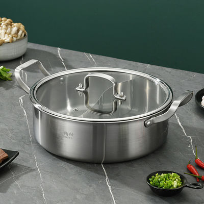 Cucina a induzione in acciaio inossidabile cinese a 2 compartimenti 26 cm Pottine a scaldamento con coperchio