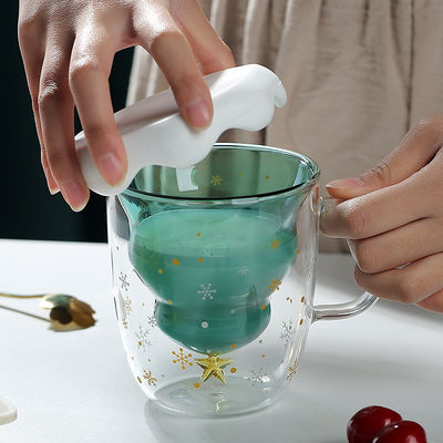 Tazze di Natale in vetro da 300 ml con design carino e logo personalizzato in scatola regalo