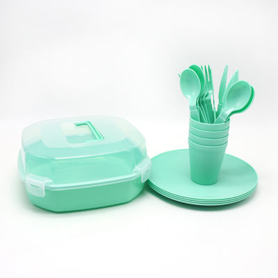 4 Persona Portable Pigmented Outdoor Tableware Set Includes Knife Fork Spoon Plate