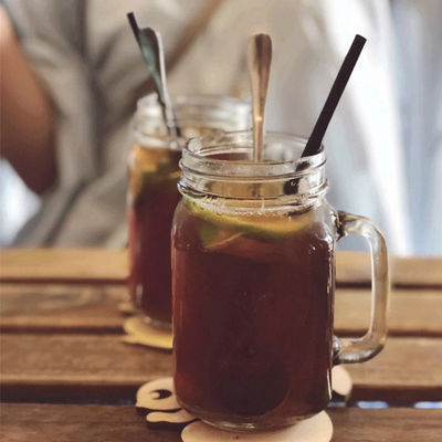 Tazze di vetro personalizzate 500 ml Tazza di acqua di Mason Glass Clear Cola con paglia e coperchio