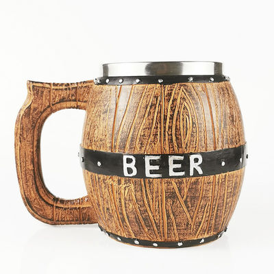 550 ml Tazza da caffè in acciaio inossidabile a manico di legno con interno e esterno ABS 304