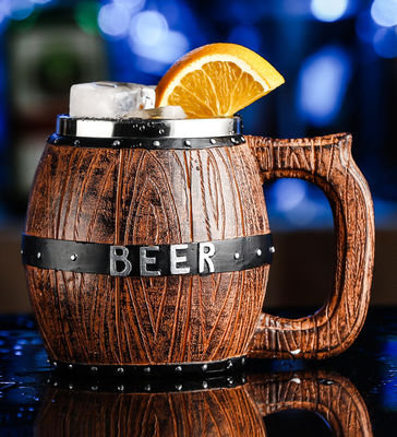 550 ml Tazza da caffè in acciaio inossidabile a manico di legno con interno e esterno ABS 304