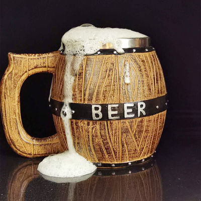 550 ml Tazza da caffè in acciaio inossidabile a manico di legno con interno e esterno ABS 304