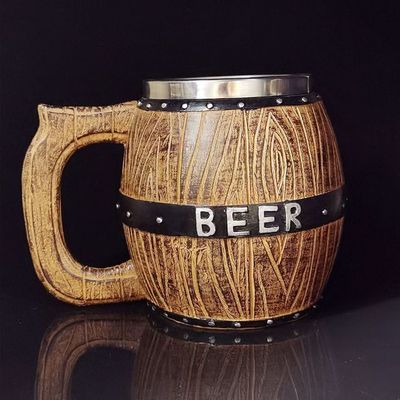 550 ml Tazza da caffè in acciaio inossidabile a manico di legno con interno e esterno ABS 304
