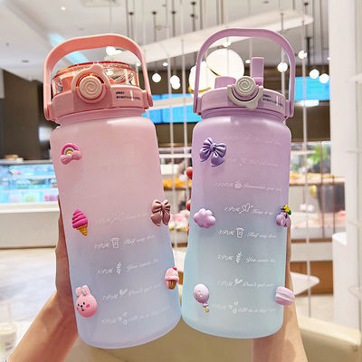 Bottiglia d'acqua motivazionale con marcatore del tempo, 64OZ e disegno a colori gradienti