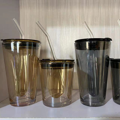 Tazze da caffè portatili femminile condurre latte freddo bicchiere di tè con manico e coperchio di paglia
