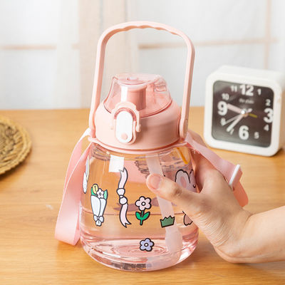 Conveniente Bottiglia d'acqua sportiva da bocca larga 38oz Disegno personalizzato Plastica trasparente con paglia