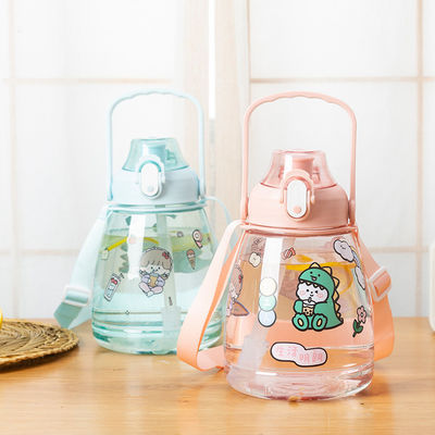 Conveniente Bottiglia d'acqua sportiva da bocca larga 38oz Disegno personalizzato Plastica trasparente con paglia