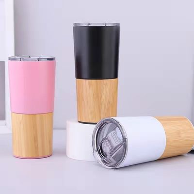 Sostenibile 20oz Mezza conchiglia di bambù vuoto isolante Tumbler Viaggio Capacità tazza di caffè