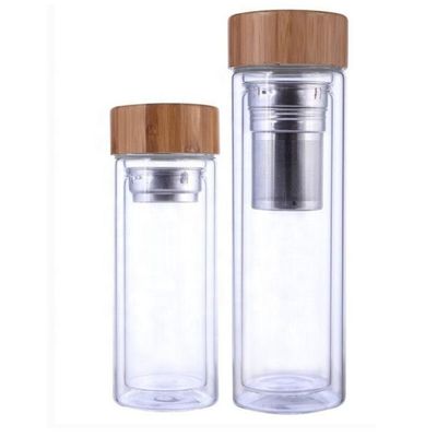 Bottiglia d'acqua in vetro ad alto borosilicato da 350 ml con infusore per tazze di separazione del tè e dell' acqua inclusa