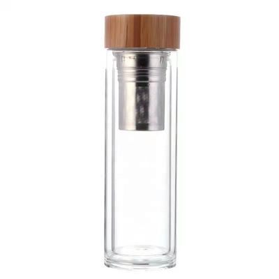Bottiglia d'acqua in vetro ad alto borosilicato da 350 ml con infusore per tazze di separazione del tè e dell' acqua inclusa
