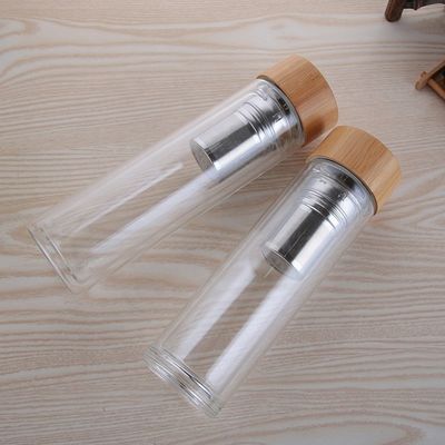 Bottiglia d'acqua in vetro ad alto borosilicato da 350 ml con infusore per tazze di separazione del tè e dell' acqua inclusa