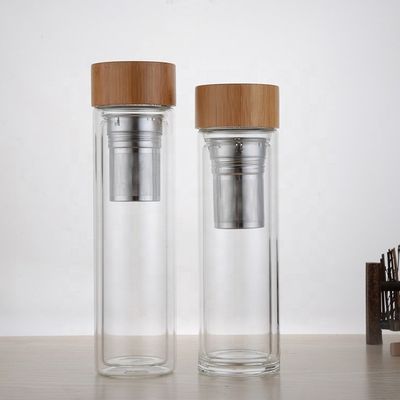 Bottiglia d'acqua in vetro ad alto borosilicato da 350 ml con infusore per tazze di separazione del tè e dell' acqua inclusa