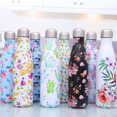 Isolamento termico 500ml Acciaio inossidabile doppio muro Bottiglia d'acqua a vuoto Cola Forma Sublimazione Sport Bottiglia