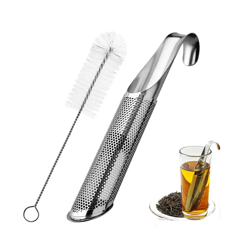 Acciaio inossidabile strato di spezie a manico lungo rete tubo infusore di tè per utensili da cucina