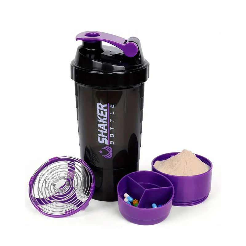 Proof Leak 16oz Fitness GYM Sport Protein Mixes Shaker Flascia con due compartimenti extra