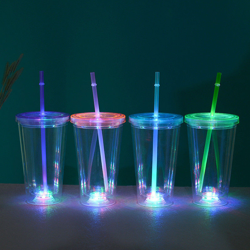 16 oz Led Drinking Drinking Party Acqua lampeggianti luci illuminare tazza di plastica Led doppio muro Tumbler