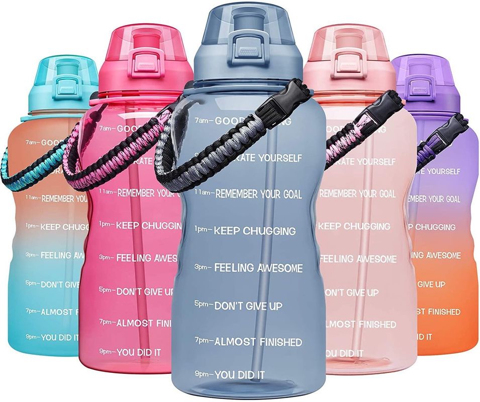 Bottiglia d'acqua motivazionale per palestra Sport Time Marker Frosted Plastic Eco BPA Free