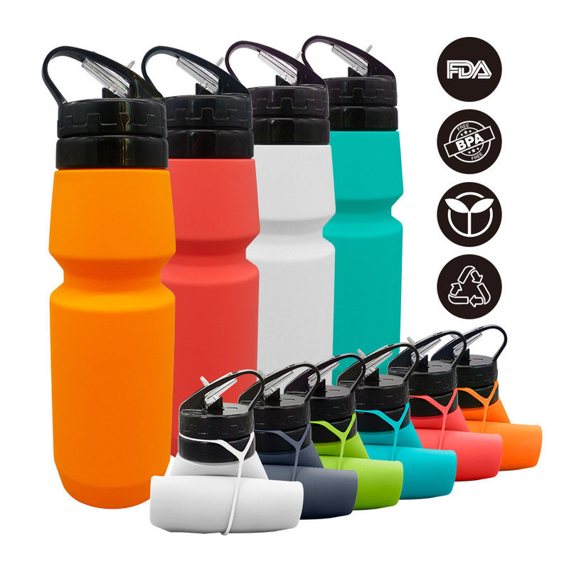 Bottiglia d'acqua in silicone antincorrosiva da 750 ml per viaggi e sport personalizzabile