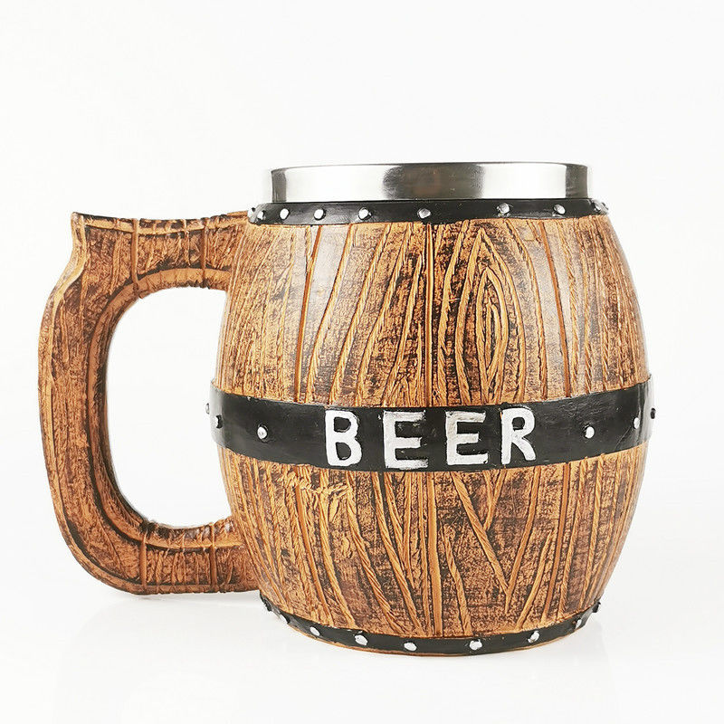 550 ml Tazza da caffè in acciaio inossidabile a manico di legno con interno e esterno ABS 304