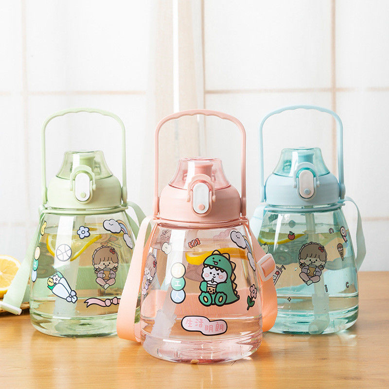 Conveniente Bottiglia d'acqua sportiva da bocca larga 38oz Disegno personalizzato Plastica trasparente con paglia